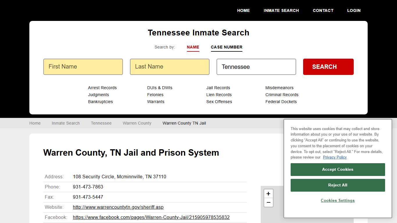 Warren County TN Jail Inmate Records Search, Tennessee - StateCourts